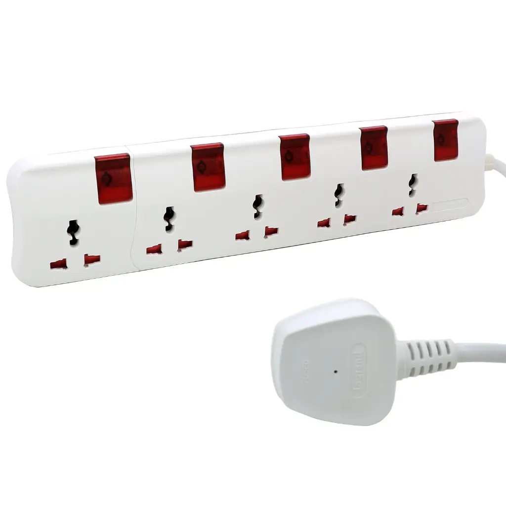 Multiprise 5 prises BS + 5 interrupteurs, cordon 5 m - Legrand