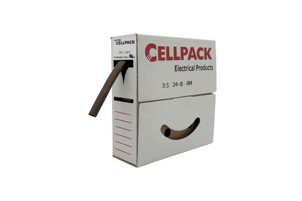 Heat-shrink tubing in dispenser box SB 24-8, brown, 4 m - Cellpack