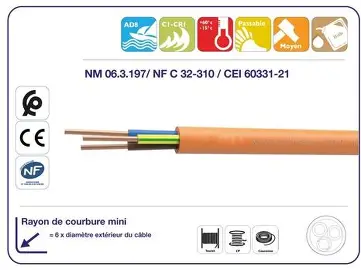 Câble incendie CR1-C1 2x0,90 mm²