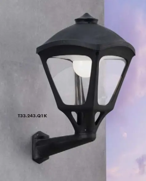 Lampadaire extérieur Iole/Sergio noir, diffuseur clair, LED E27 15W CCT - Fumagalli