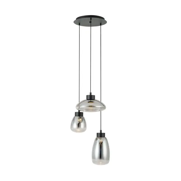 Pendant LED 3 lamps black/black transparent Sarnarra - Eglo
