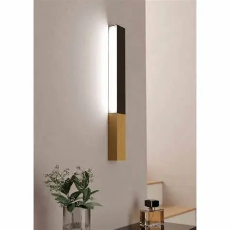 LED wall light black/wood/white Tudons - Eglo