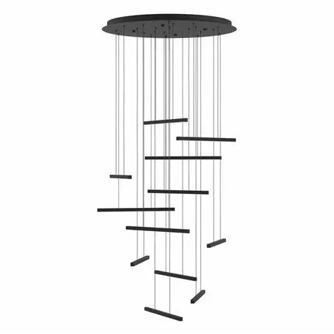 Suspension LED 12 lampes noir Lindoza - Eglo