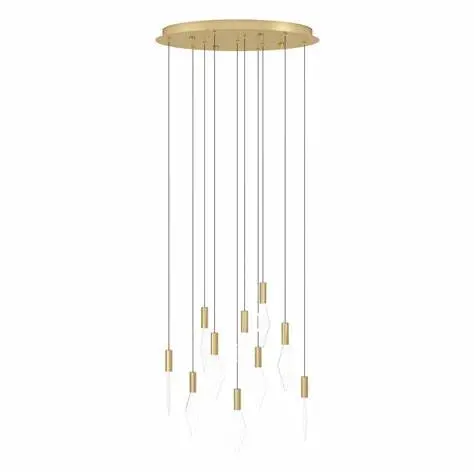Suspension LED 10 lampes laiton/transparent Mirador - Eglo