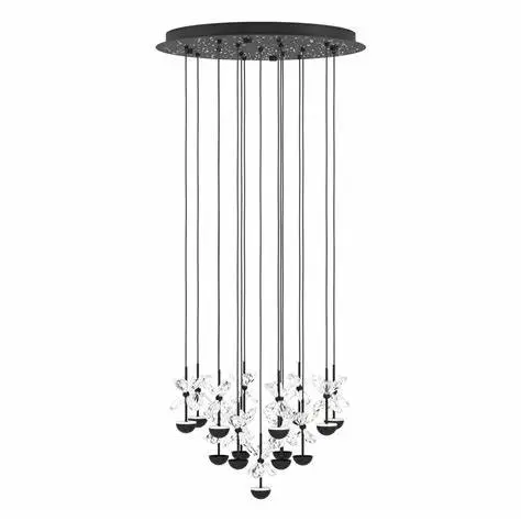 Suspension LED 15 lampes noir/cristal Pianopoli 2 - Eglo