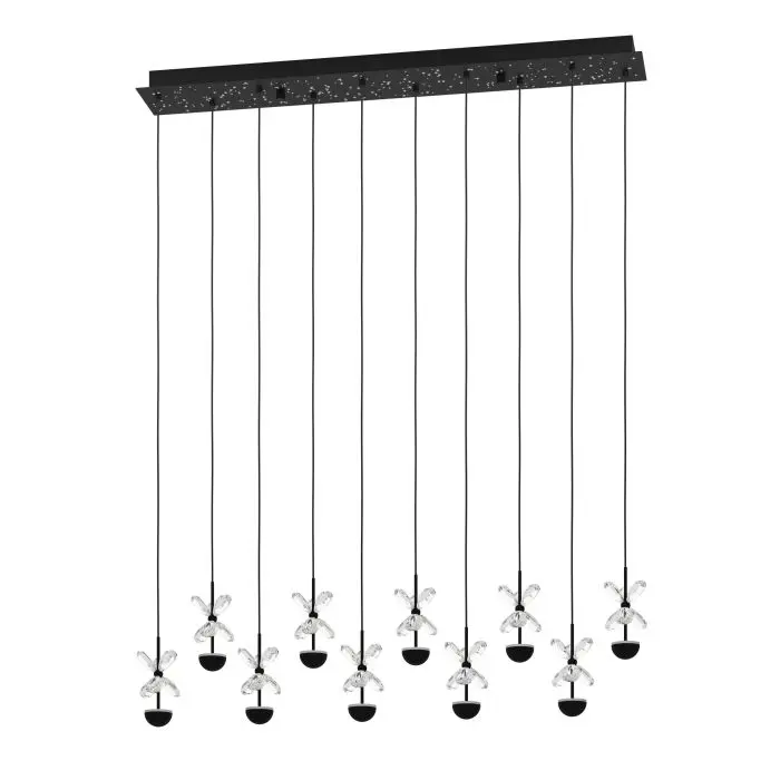 Pendant LED 10 lamps black/crystal Pianopoli 2 - Eglo