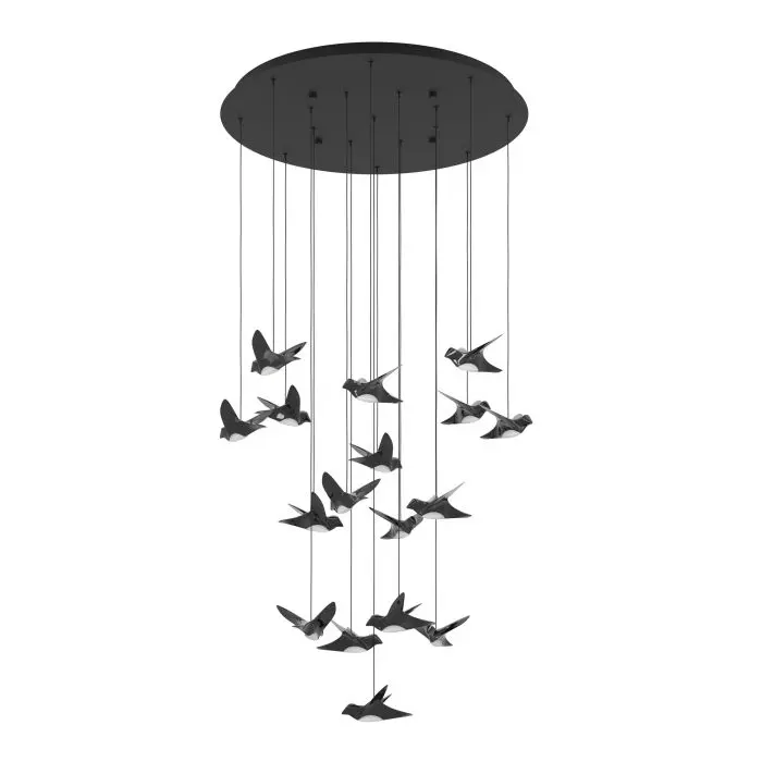 Suspension LED 17 lampes Ø780 noir/satiné Paratebueno - Eglo