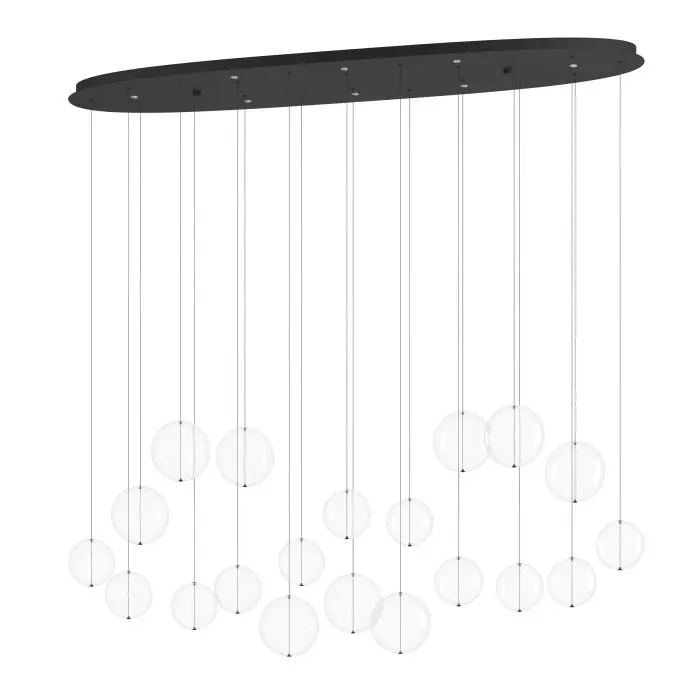 Suspension LED 8 lampes ovale noir/verre clair Espardello - Eglo