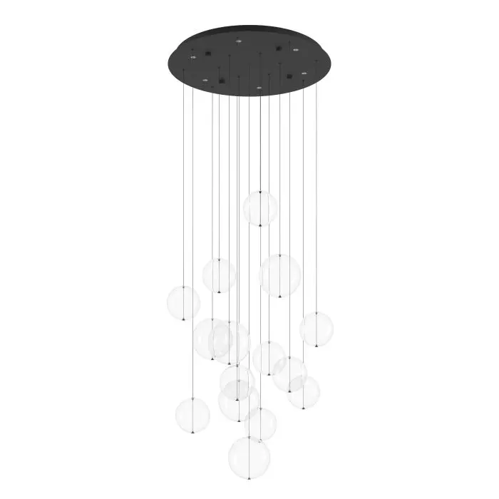 Suspension LED 6 lampes noir/verre clair Espardello - Eglo