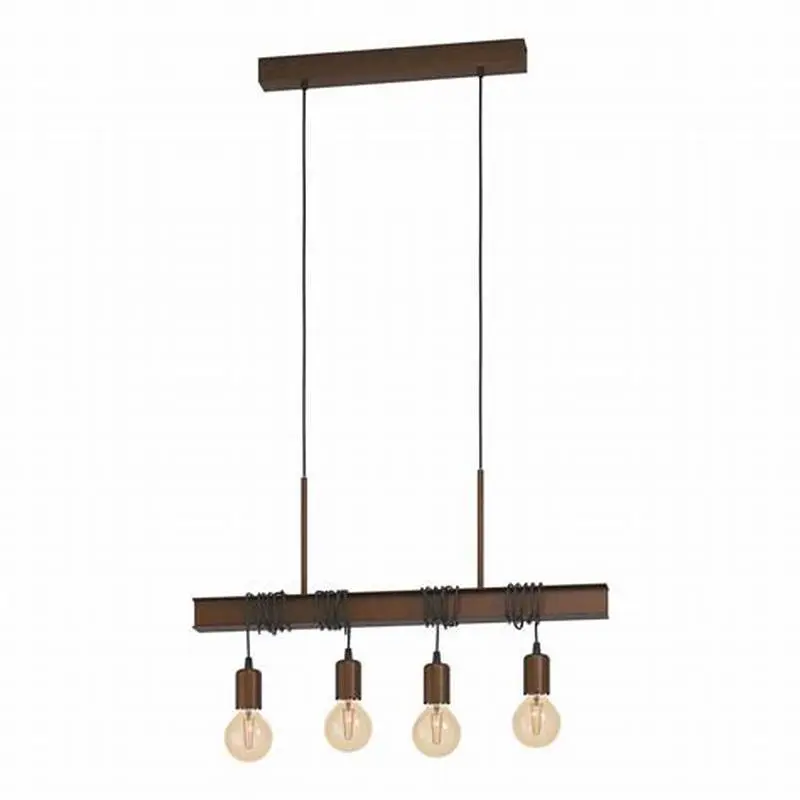 Pendant 4 lamps E27 antique brown Townshend 4 - Eglo