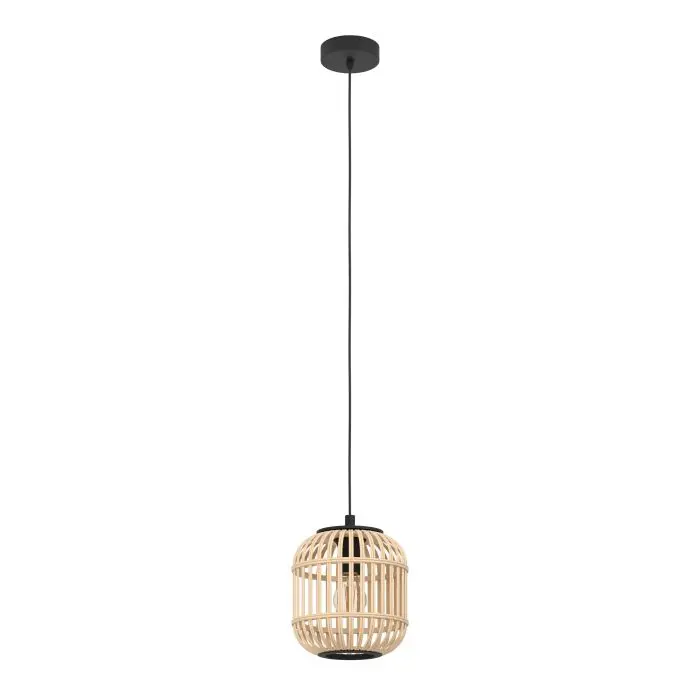 Suspension E27 Ø210 noir/bois Bordesley - Eglo