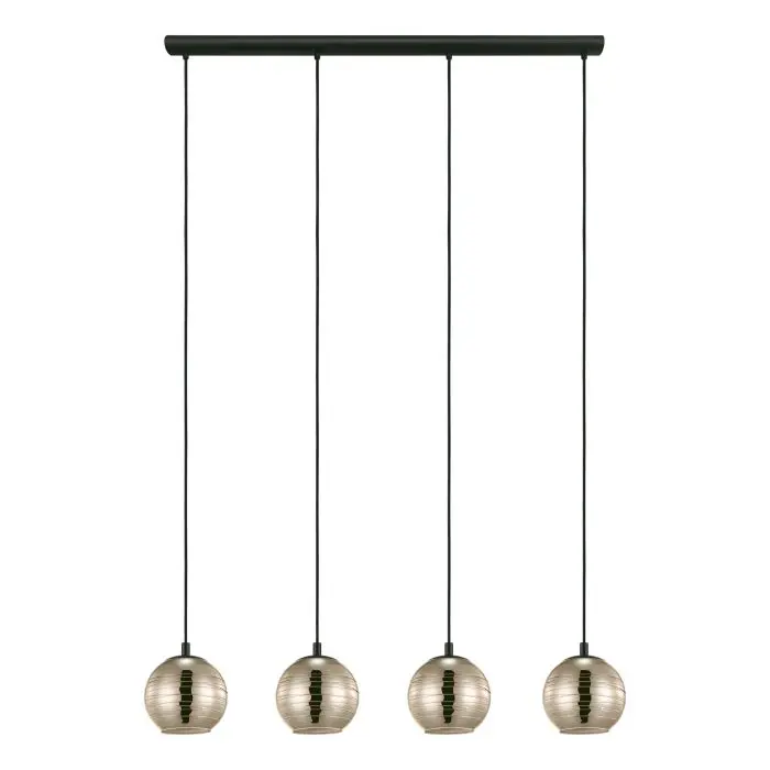 Suspension 4 lampes E27 noir/doré Lemorieta - Eglo