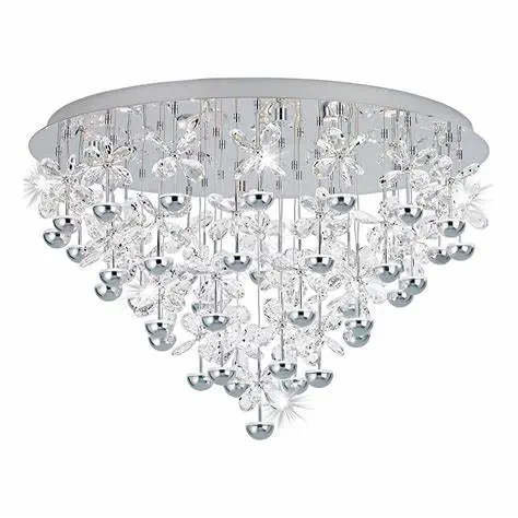 LED ceiling light 43 lamps chrome/crystal Pianopoli - Eglo
