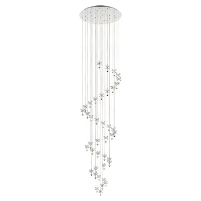 Suspension LED 40 lampes chrome/cristal Pianopoli 1 - Eglo
