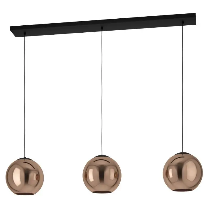 Suspension 3 lampes E27 noir/cuivre Cordoba - Eglo