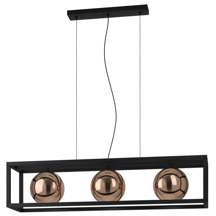 Pendant 3 lamps L1100 black/copper Cordoba - Eglo