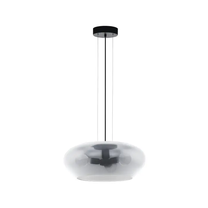 Pendant 3 lamps E27 Ø500 black/black transparent Priorat - Eglo
