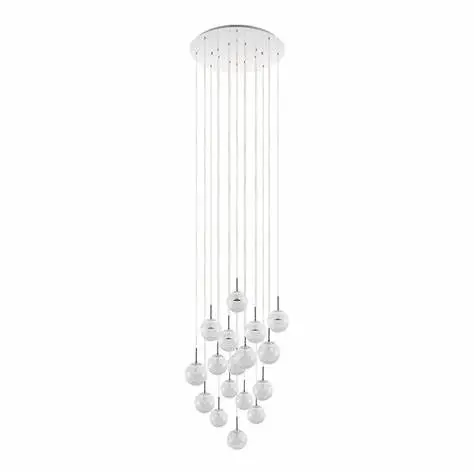 Suspension LED 17 lampes chrome/verre satiné Montefio 2 - Eglo