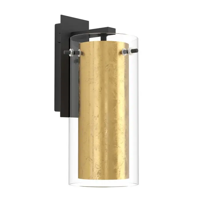 Wall light E27 black/clear-gold glass Pinto Gold - Eglo