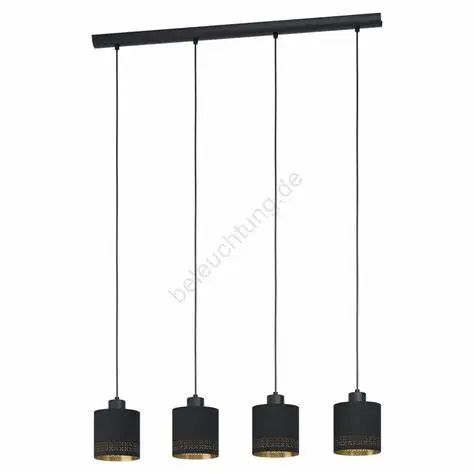 Suspension 4 lampes E27 ajourée noir/doré Esteperra - Eglo