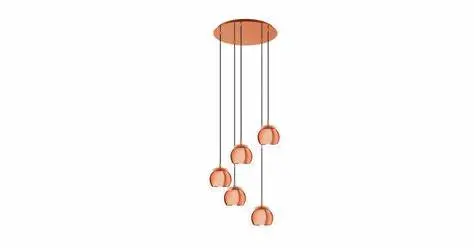 Suspension 5 lampes E27 cuivre brillant/verre clair Rocamar 1 - Eglo