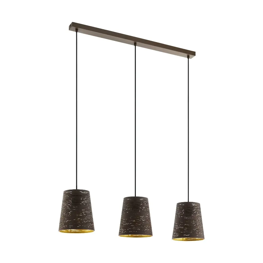 Suspension 3 lampes E27 moka/moka-doré Segezia - Eglo