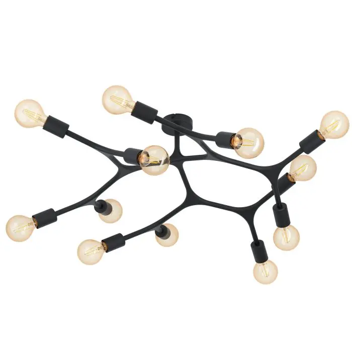 Plafonnier 12 lampes E27 noir Bocadella 1 - Eglo