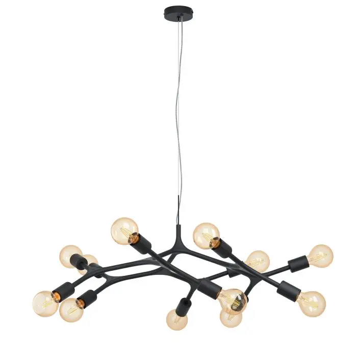 Suspension 12 lampes E27 noir Bocadella - Eglo