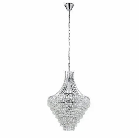 Suspension 8 lampes E14 chrome/cristal clair Beires - Eglo