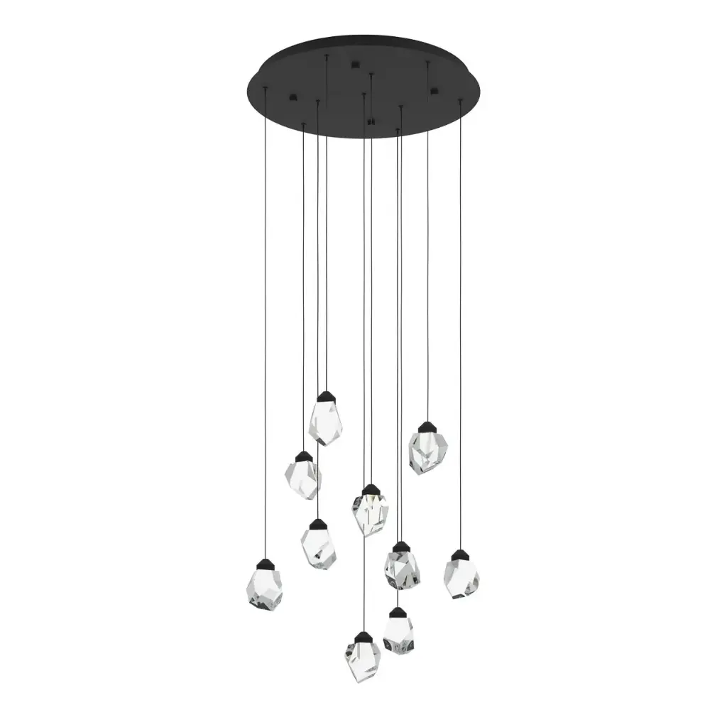 Pendant LED 10 lamps black/clear glass Sindicat - Eglo