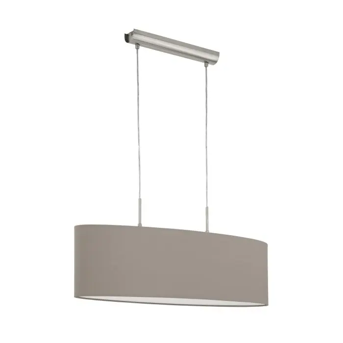 Suspension 2 lampes L750 nickel mat/taupe Pasteri - Eglo