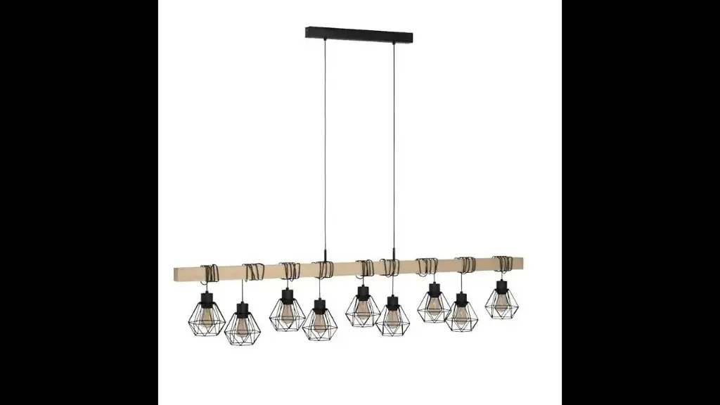 Suspension 9 lampes noir/aspect chêne Townshend 5 - Eglo