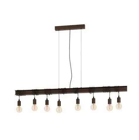 Pendant 8 lamps E27 antique brown Townshend 4 - Eglo