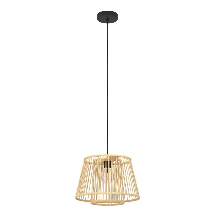 Suspension E27 bambou/noir Hykeham - Eglo