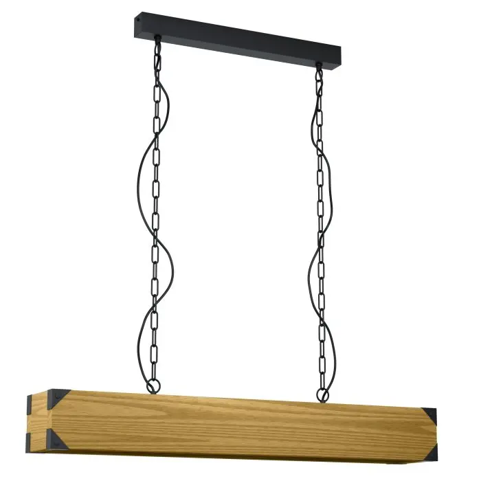 Pendant 4 lamps E27 black/spruce Harborough - Eglo