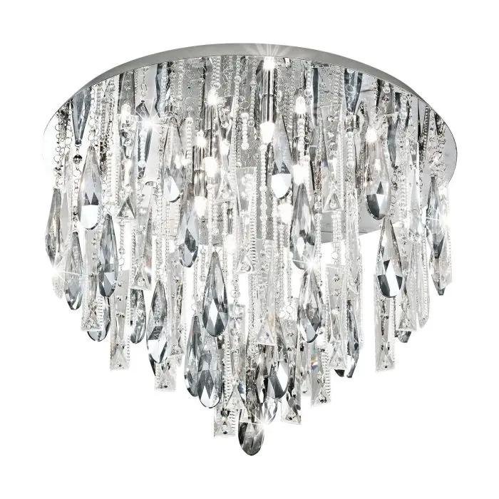 Plafonnier 8 lampes G9 Ø580 chrome/cristal Calaonda - Eglo