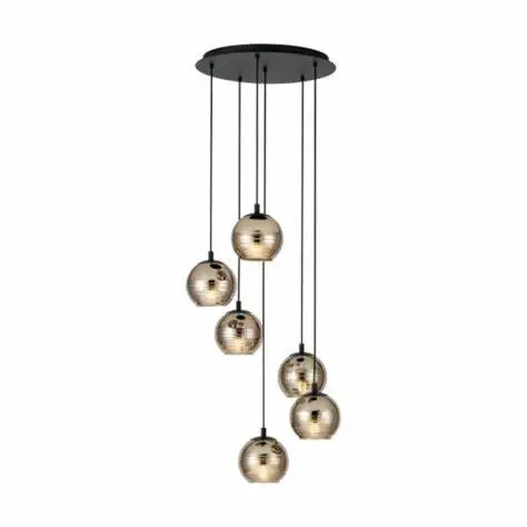 Suspension 6 lampes E27 noir/doré Lemorieta - Eglo