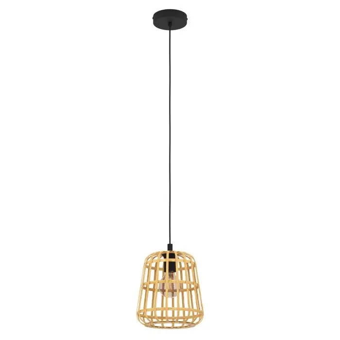 Pendant E27 black/bamboo Montezuelo - Eglo
