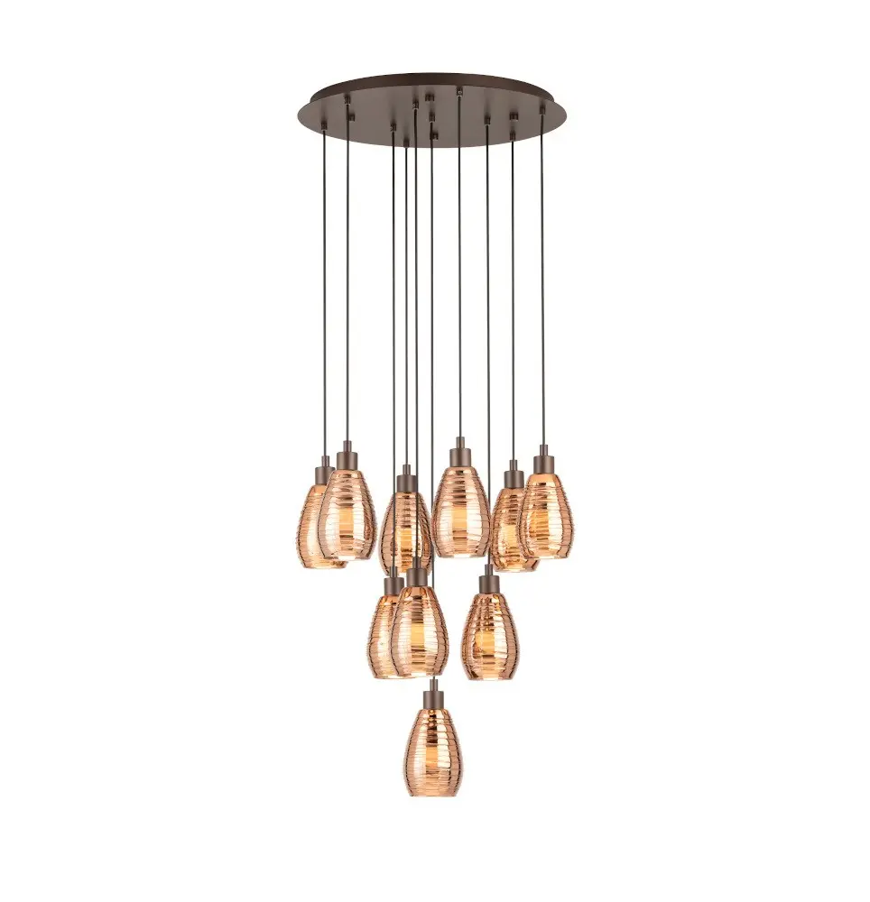 Suspension 10 lampes E27 brun/cuivre Siracusa - Eglo