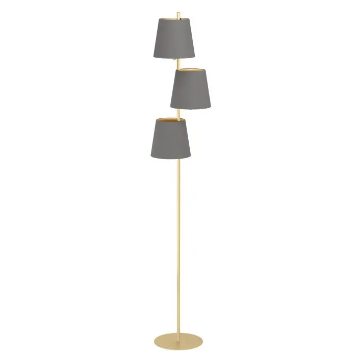 Lampadaire 3 lampes E27 laiton brossé/cappuccino Almeida 2 - Eglo