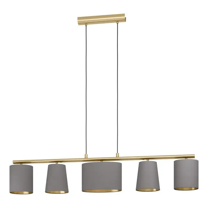 Suspension 5 lampes E14 laiton brossé/cappuccino Almeida 2 - Eglo