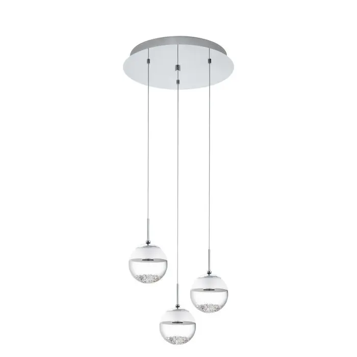 Suspension LED 3 lampes Ø400 chrome/verre satiné Montefio - Eglo