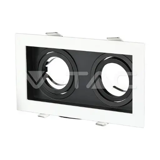 [VT8877] Support de spot carré 2xGU10, blanc/noir - V-TAC