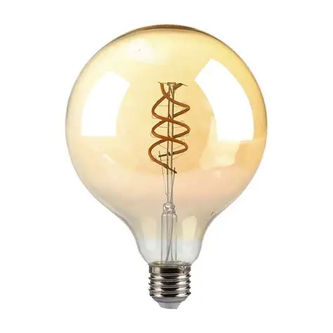 [VT217328] Ampoule LED filament double spirale 6W G125 E27 1800K, verre ambré - V-TAC