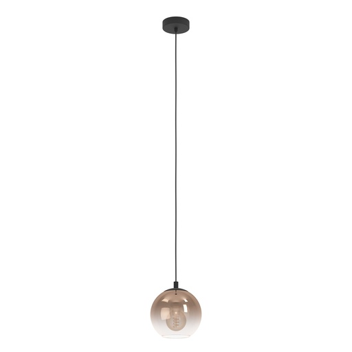 [901923] Suspension 1 lampe E27 noir/cuivre transparent Ariscani 1 - Eglo
