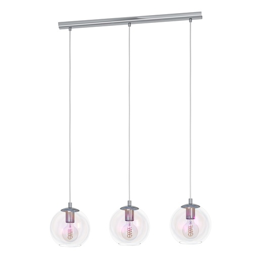 [901919] Suspension 3 lampes E27 allongée chrome irisé Ariscani 2 - Eglo