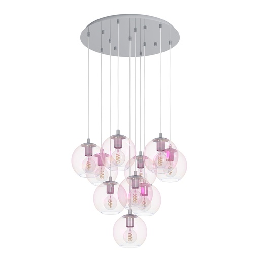 [901922] Suspension 10 lampes E27 chrome/irisé Ariscani 2 - Eglo