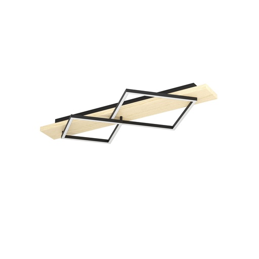 [901929] Plafonnier LED 2 lampes noir/bois Boyal - Eglo