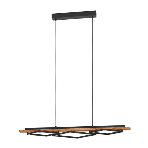 [901933] Suspension LED noir/bois rustique Boyal - Eglo