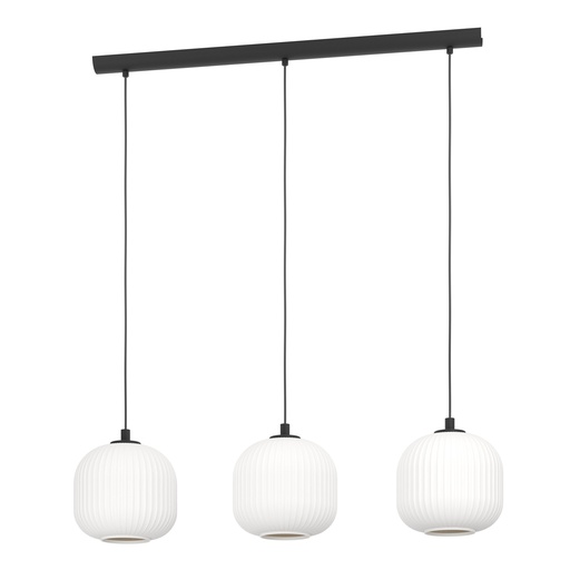 [99367] Suspension 3 lampes E27 noir/blanc Mantunalle - Eglo